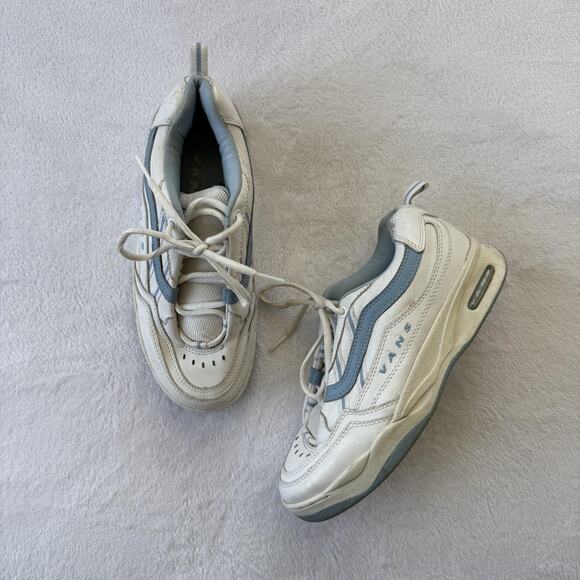 Vans Shoes - Vans White & Blue Sneakers Size 7.5